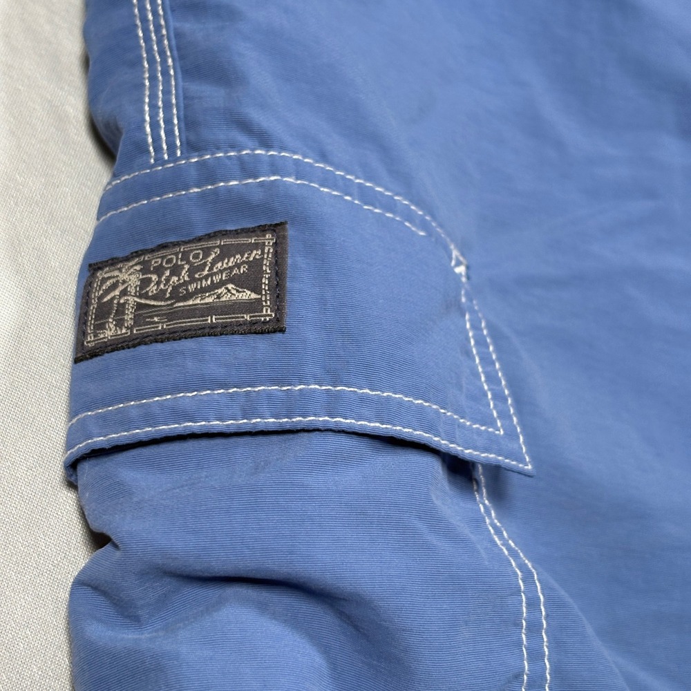 Polo Ralph Lauren Swim Trunks Mens XL Cargo Blue Drawstring Pony Logo - Picture 2 of 12